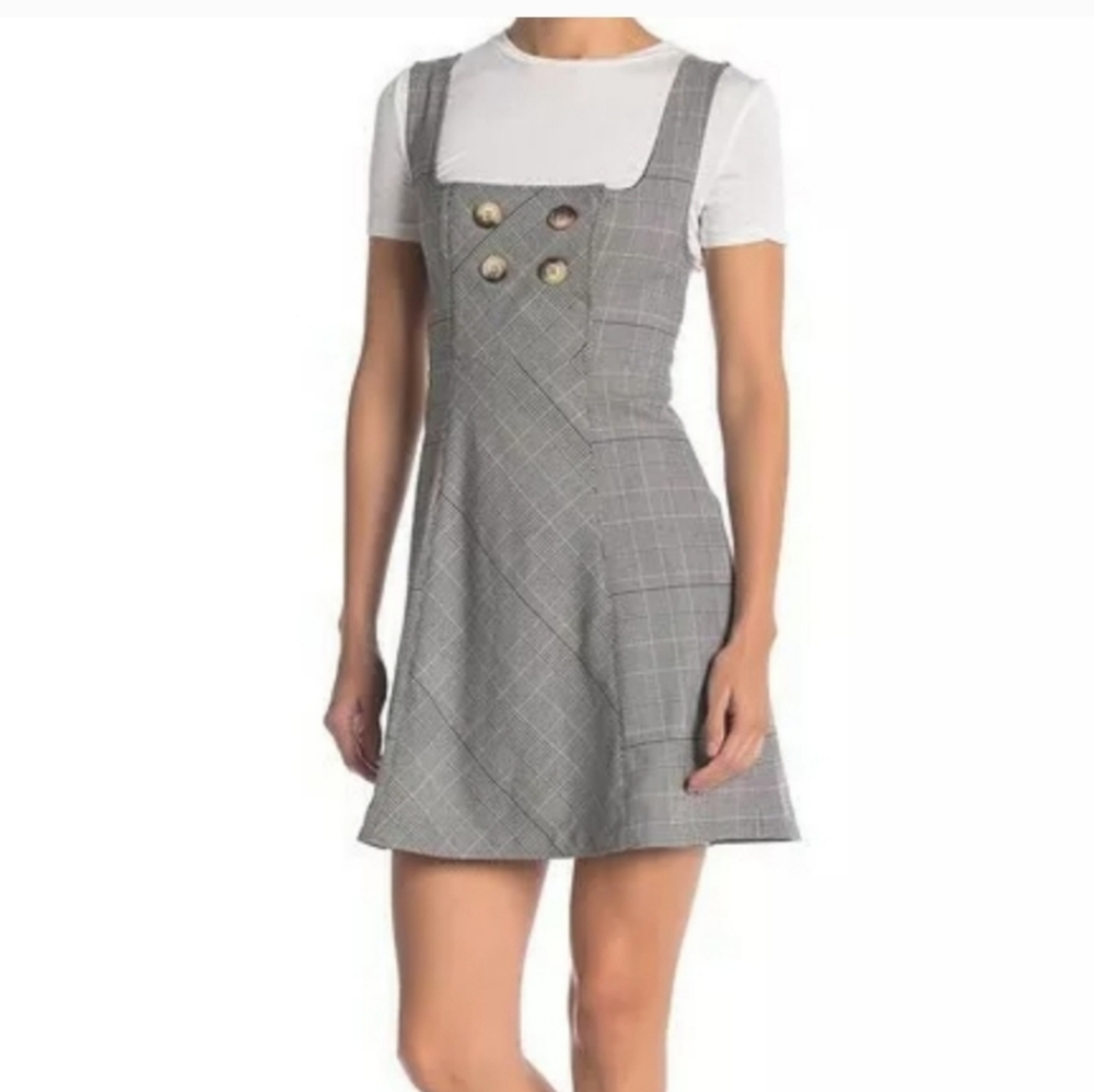Gray Plaid Pinafore Dress